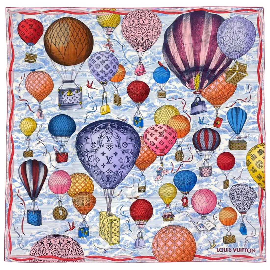 Louis Vuitton Carre 90 Up and Away Scarf/Muffler, Silk, Blue Multicolor, Women's: --- Catalog ---Category: SizeSize (LxW): 90.5cm x 90cm / 35.62'' x 35.43''Category: DesignType: ScarfColor: Blue, Multi-colorGender: WomenMaterial: Silk Category: GeneralMPN: M77662Brand: Louis Vuitto