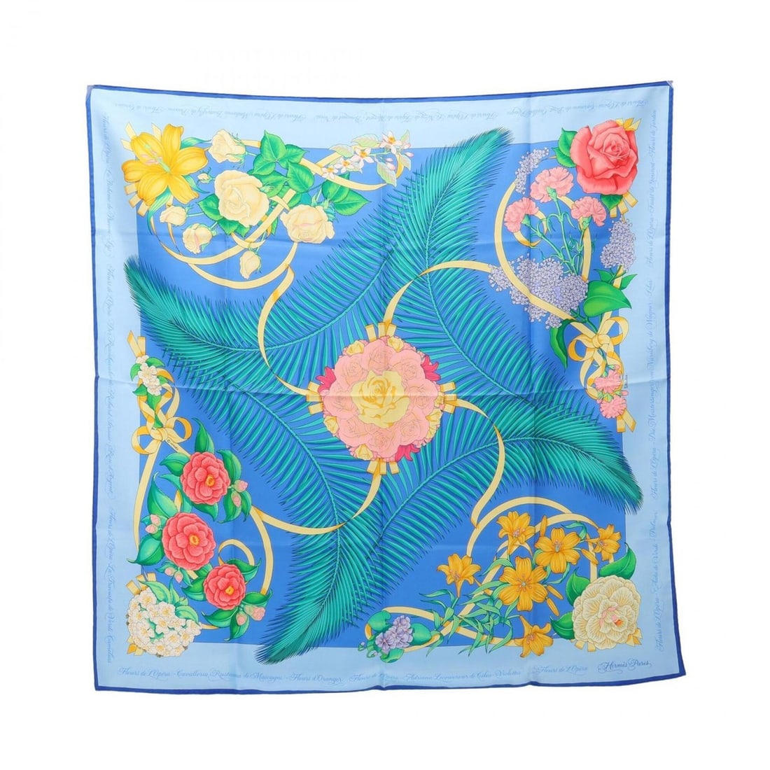 Hermes Carre 90 Fleurs de L'Opera Scarf/Muffler, Silk, Women's, Blue/Multicolor: --- Catalog ---Category: SizeSize (LxW): 89cm x 89cm / 35.03'' x 35.03''Category: DesignType: ScarfColor: Blue, Multi-colorGender: WomenMaterial: Silk Category: GeneralBrand: Hermes--- Item List