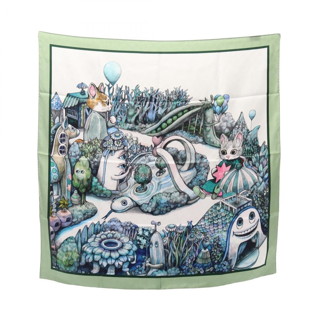 Gucci x Yuko Higuchi GG Pattern Scarf/Muffler, Silk, Women's, Green/Multicolor: --- Catalog ---Category: SizeSize (LxW): 86cm x 86cm / 33.85'' x 33.85''Category: DesignType: ScarfColor: Green, Multi-colorGender: WomenMaterial: Silk Category: GeneralBrand: Gucci--- Item List ---Se