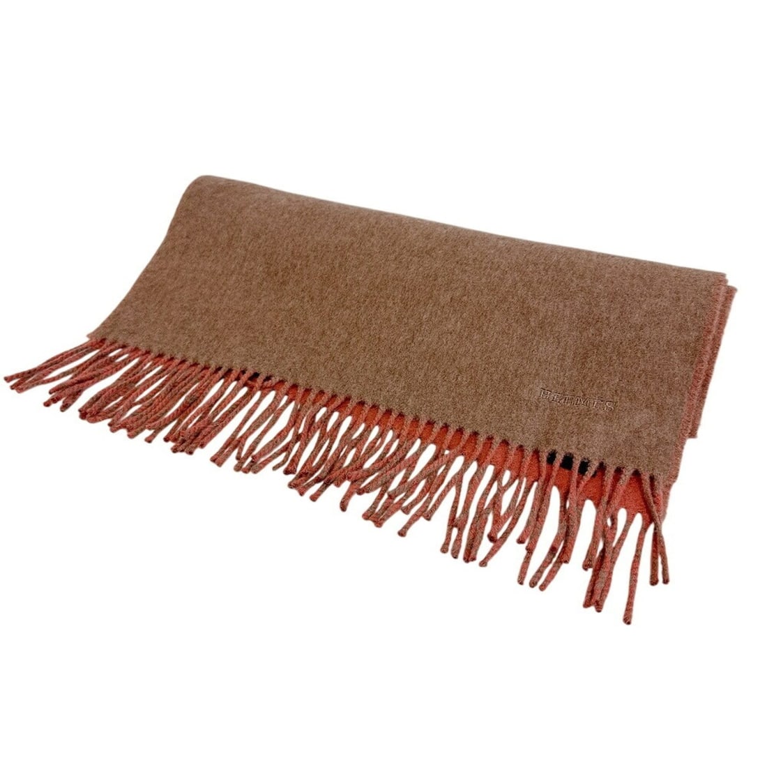 HERMES Hermes Bicolor Recto Verso Scarf Brown: --- Catalog ---Category: SizeSize (LxW): 1.64m x 40cm / 64.56'' x 15.74''Category: DesignColor: BrownGender: MenMaterial: Cashmere Category: GeneralBrand: Hermes--- Item List ---Section: ConditionRank