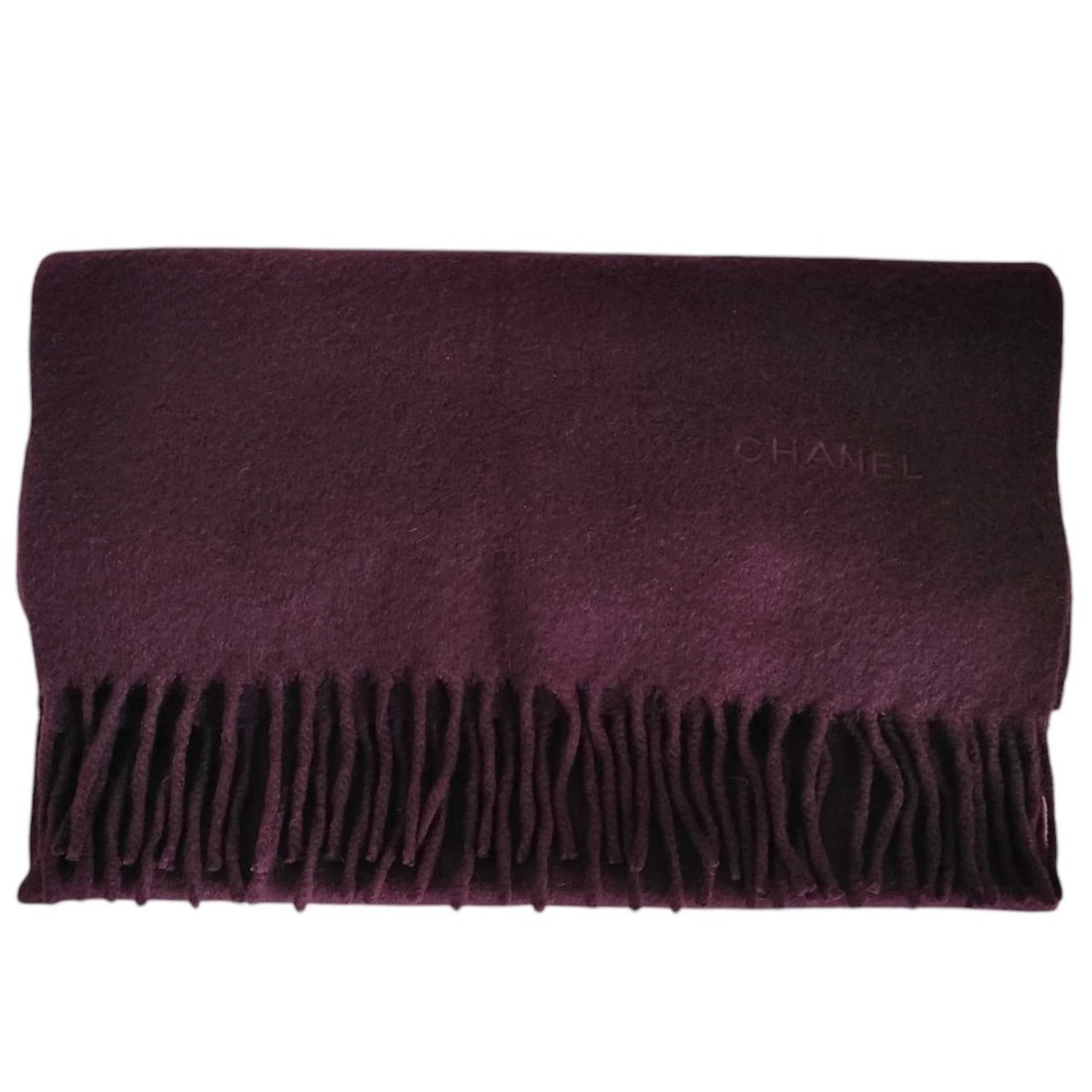 CHANEL Vintage Logo Embroidered 100% Cashmere Fringe Scarf, Purple, Women's: --- Catalog ---Category: SizeSize (LxW): 1.46m x 33cm / 57.48'' x 12.99''Category: DesignType: StoleColor: PurpleGender: WomenCategory: GeneralBrand: Chanel--- Item List ---Section: ConditionRanking: 