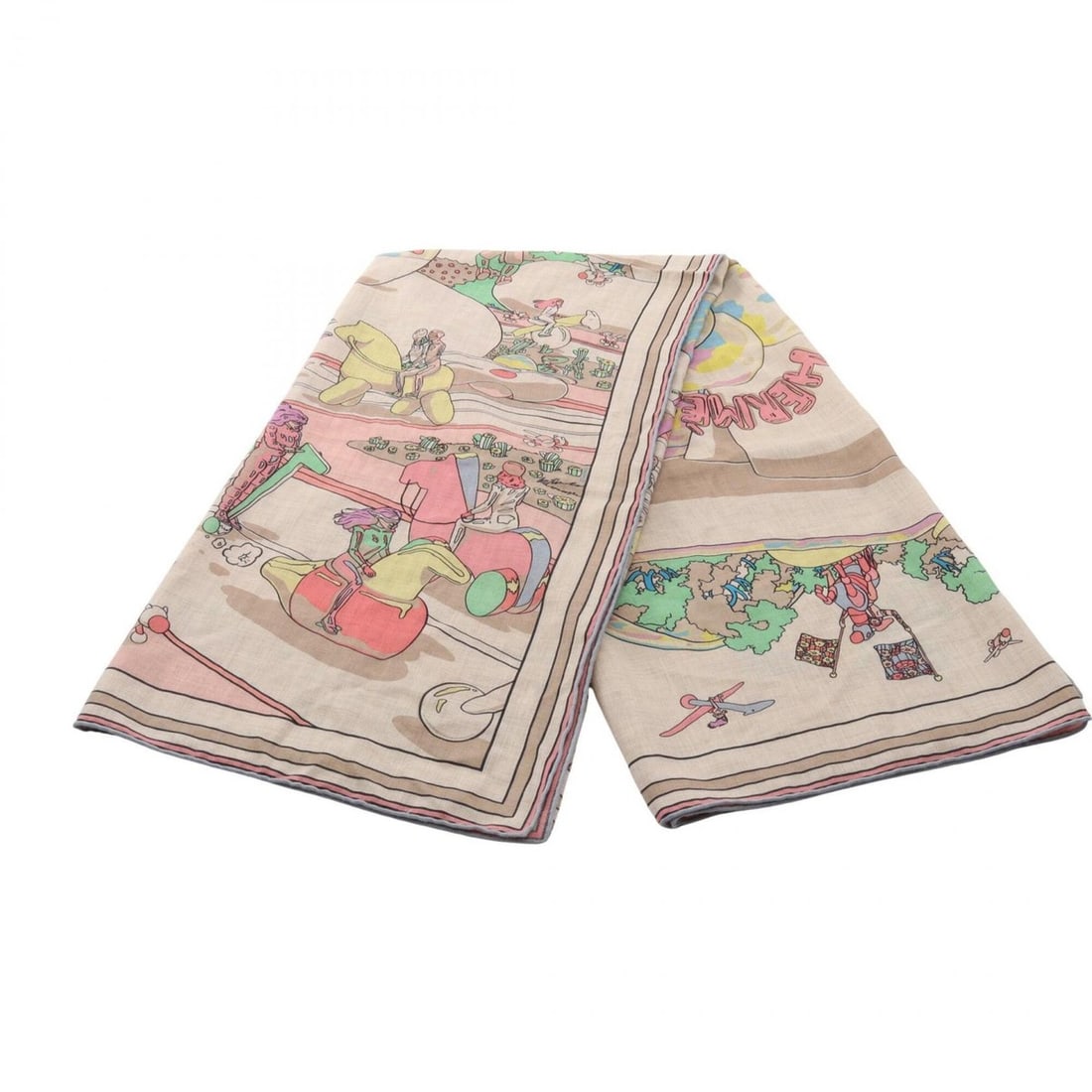 Hermes Carre Geant 140 LOCOMOTION Scarf Muffler Silk Cashmere Women's Beige Multicolor: --- Catalog ---Category: SizeSize (LxW): 1.36m x 1.36m / 53.54'' x 53.54''Category: DesignType: ScarfColor: Beige, Multi-colorGender: WomenMaterial: Silk , Cashmere Category: GeneralBrand: Hermes--- I