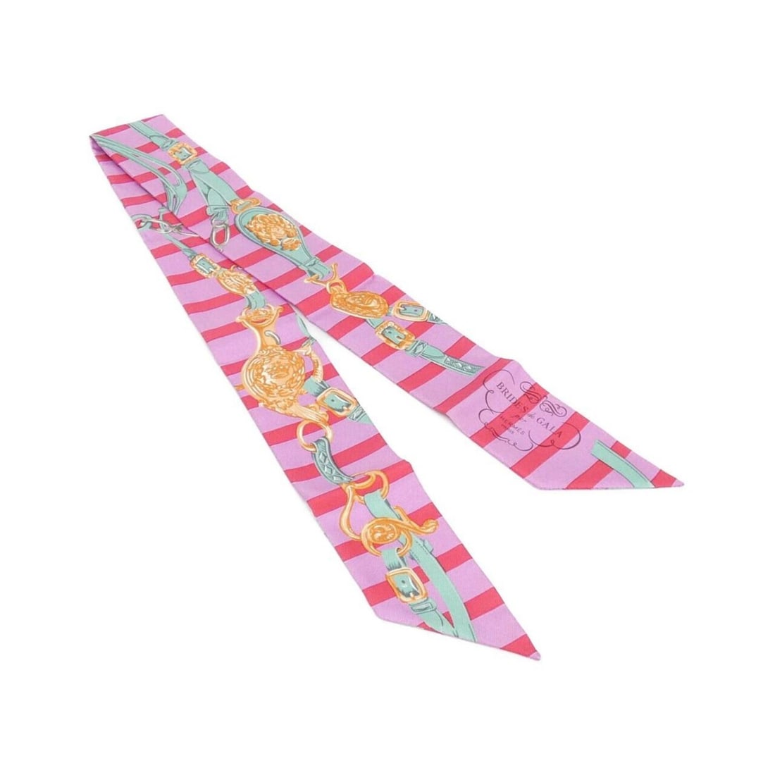 Hermes BRIDES DE GALA BAYADERE Twilly 062633S Scarf Muffler: --- Catalog ---Category: SizeSize (LxW): 5cm x 86cm / 1.96'' x 33.85''Category: DesignType: ScarfColor: PinkGender: Men,WomenMaterial: Silk Category: GeneralMPN: 062633SBrand: Hermes--- Item List ---S