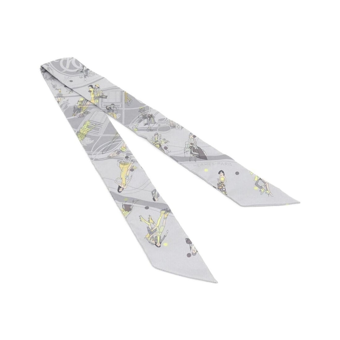 Hermes EX-LIBRIS LES PARISIENNE Twilly 063416S Scarf Muffler: --- Catalog ---Category: SizeSize (LxW): 5cm x 86cm / 1.96'' x 33.85''Category: DesignType: ScarfColor: GrayGender: WomenMaterial: Silk Category: GeneralMPN: 063416SBrand: Hermes--- Item List ---Secti