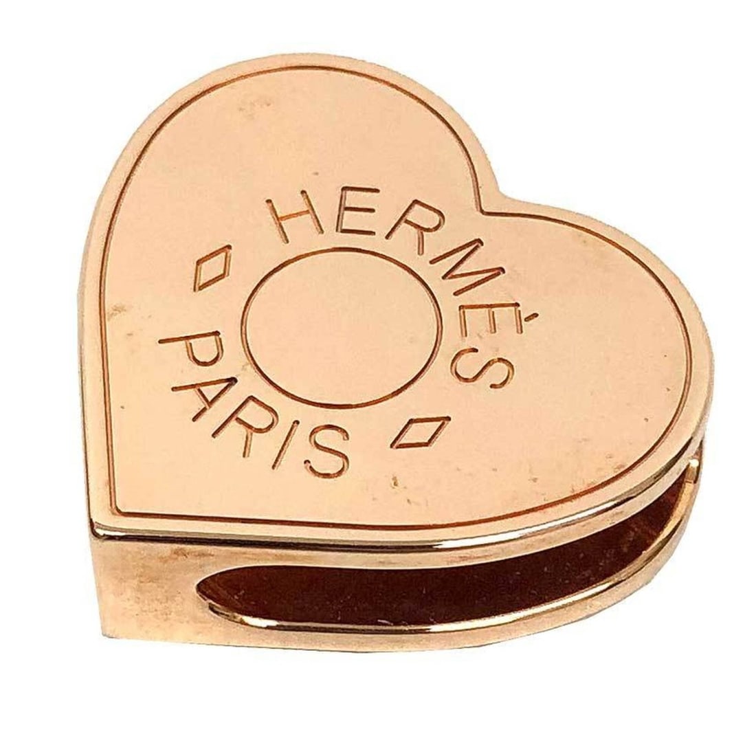 Hermes Cool Heart Twilly Ring Scarf Rose Gold Pink Women's: --- Catalog ---Category: DesignType: Scarf ringColor: Pink goldGender: WomenCategory: GeneralBrand: Hermes--- Item List ---Section: ConditionRanking: Rank A Used - A few traces of usage, some scratche