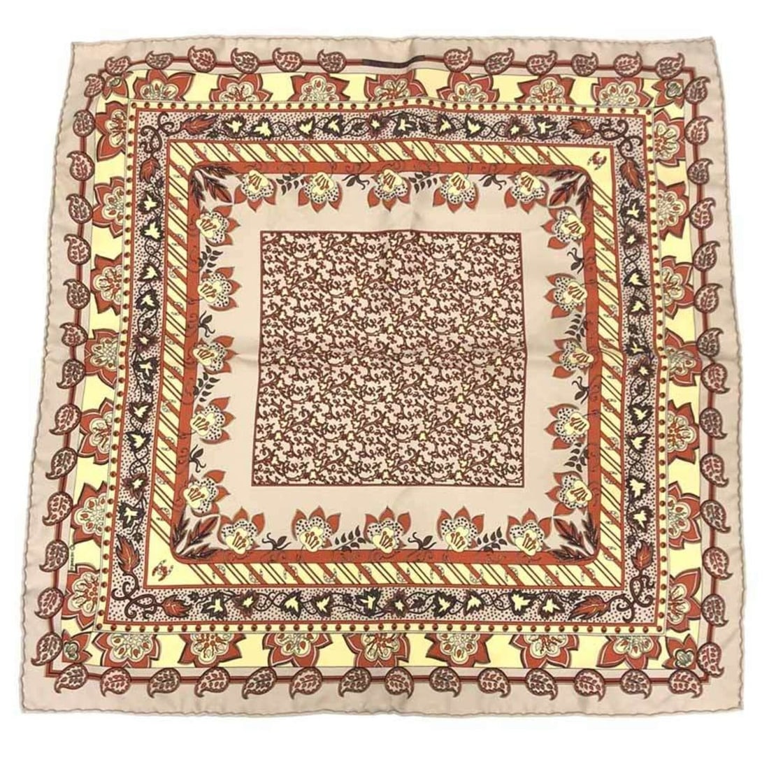 HERMES Carre 42 45 Scarf Muffler Amoeba Flower Greige 100% Silk Hermes: --- Catalog ---Category: SizeSize (LxW): 42cm x 42cm / 16.53'' x 16.53''Category: DesignType: ScarfColor: BeigeGender: Women,MenMaterial: Silk 100%Category: GeneralBrand: HermesCountry of Origin: Fran