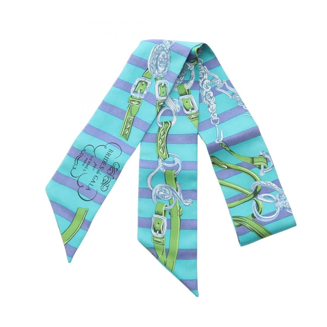 Hermes Twilly Brides de Gala Ribbon Scarf Muffler Silk Women's Green Multicolor: --- Catalog ---Category: SizeSize (LxW): 86cm x 5cm / 33.85'' x 1.96''Category: DesignType: ScarfColor: Green, Multi-colorGender: WomenMaterial: Silk Category: GeneralBrand: Hermes--- Item List ---Sec