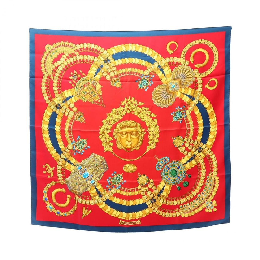 Hermes Carre 90 Kosmima Scarf/Muffler, Silk, Women's, Red/Yellow Multicolor: --- Catalog ---Category: SizeSize (LxW): 88cm x 88cm / 34.64'' x 34.64''Category: DesignType: ScarfColor: Multi-color, Red color, YellowGender: WomenMaterial: Silk Category: GeneralBrand: Hermes--- It