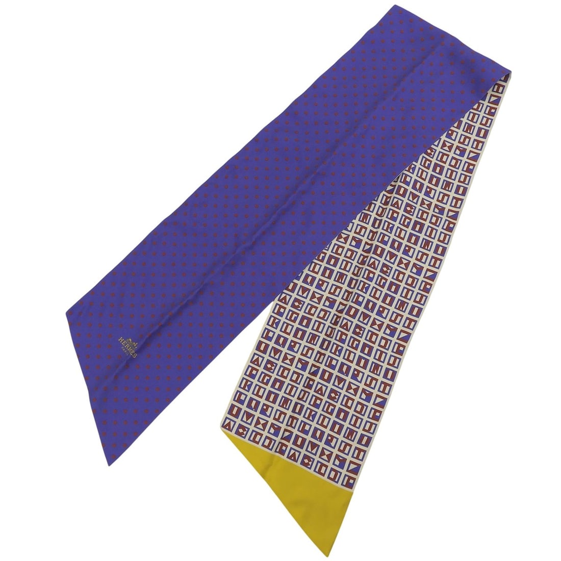 HERMES Maxi Twilly Cut "Lettres et Pois" 100% Silk Scarf/Muffler, Blue/Red, Made in France, Women's,: --- Catalog ---Category: SizeSize (LxW): 1.53m x 20cm / 60.23'' x 7.87''Category: DesignType: ScarfColor: Blue, Red colorGender: WomenMaterial: Silk Category: GeneralBrand: HermesCountry of Origin: Fr