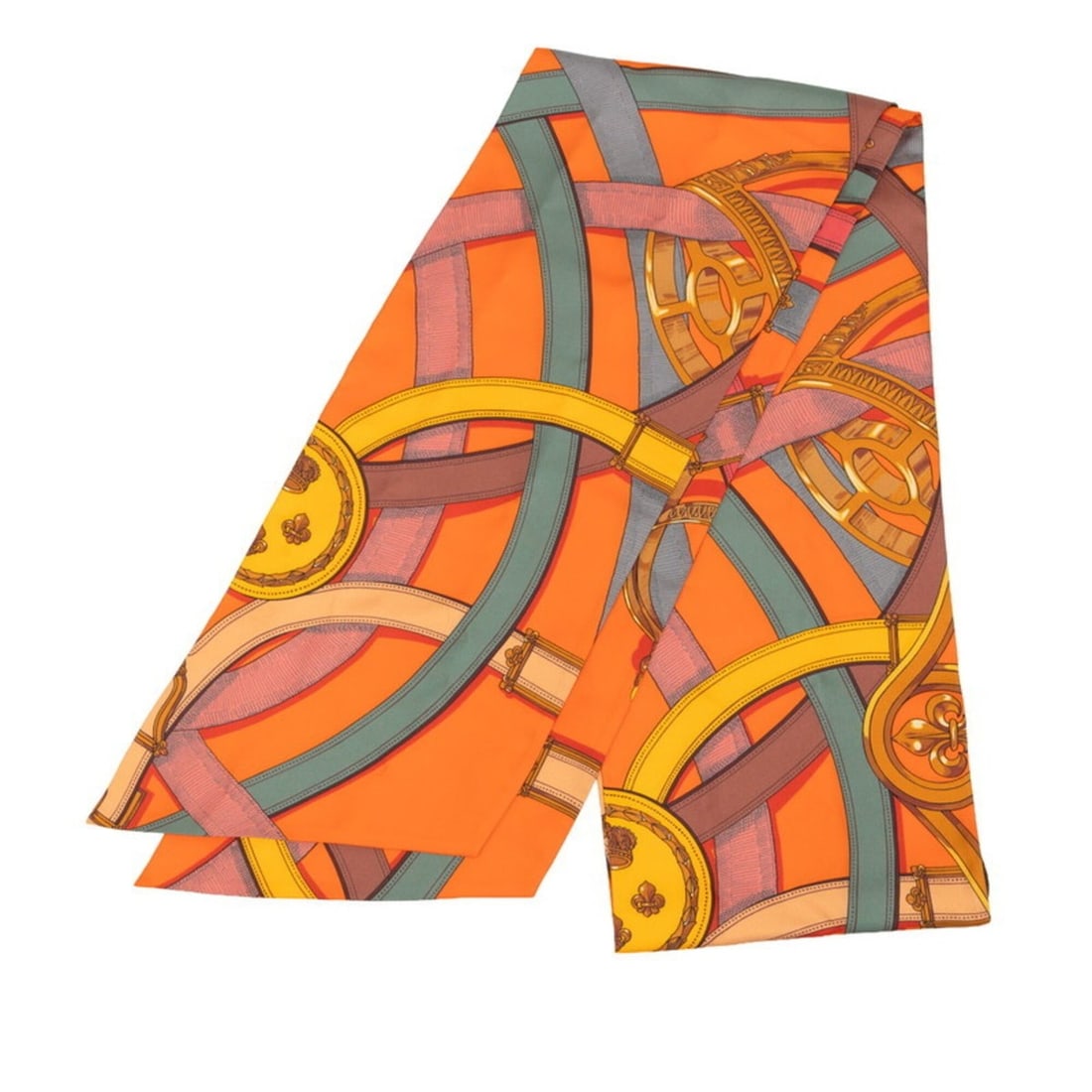 Hermes Maxi Twilly Cavalcadour Scarf Muffler Orange Multicolor Silk Women's HERMES: --- Catalog ---Category: SizeSize (LxW): 2.15m x 20.3cm / 84.64'' x 7.99''Category: DesignType: ScarfColor: Multi-color, OrangeGender: WomenMaterial: Silk Category: GeneralBrand: Hermes--- Item List -