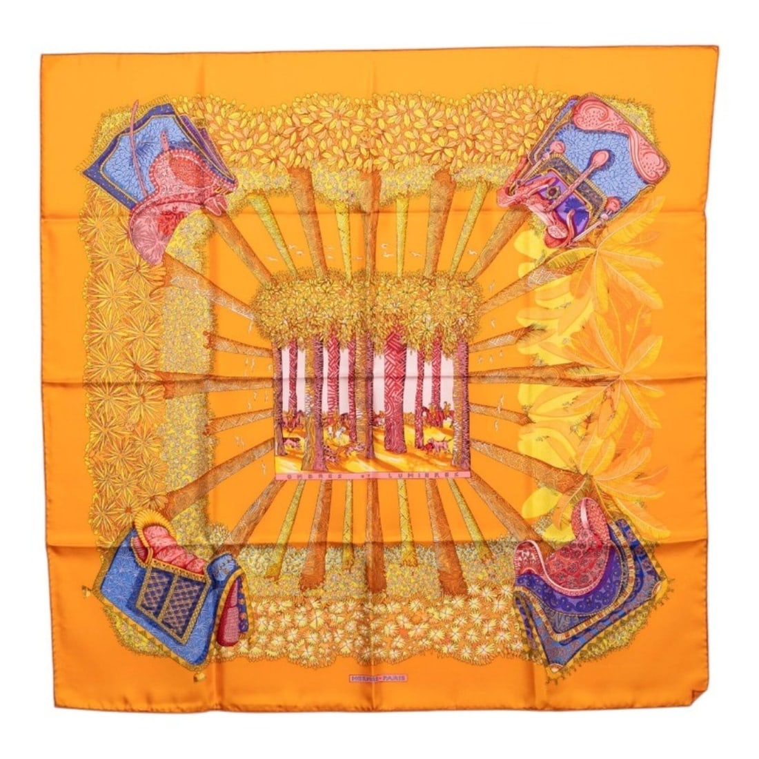Hermes Carre 90 Ombres et Lumieres (Shadows and Lights) Scarf/Muffler, Orange, Silk, Women's HERMES: --- Catalog ---Category: SizeSize (LxW): 86cm x 87.5cm / 33.85'' x 34.44''Category: DesignType: ScarfColor: OrangeGender: WomenMaterial: Silk Category: GeneralBrand: Hermes--- Item List ---Section: Co