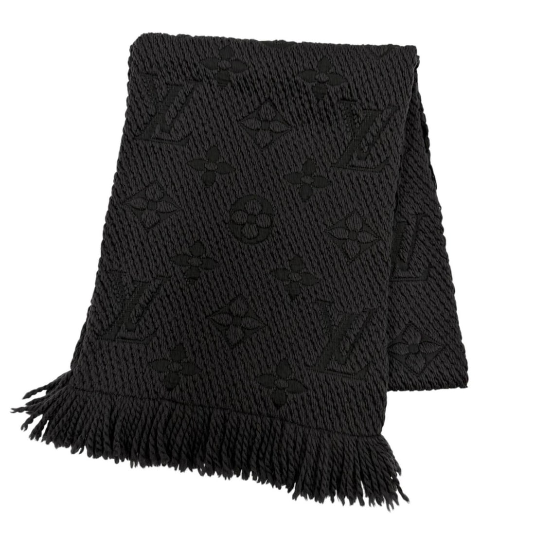 LOUIS VUITTON M72431 Echarpe Logomania Wool Silk Anthracite Monogram Stole Scarf Black Made in Italy: --- Catalog ---Category: SizeSize (LxW): 1.57m x 30cm / 61.81'' x 11.81''Category: DesignType: StoleColor: BlackGender: WomenMaterial: Wool , Silk Category: GeneralBrand: Louis VuittonCountry of Origi