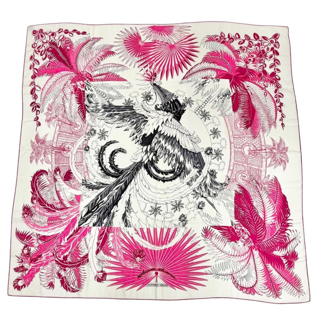 HERMES Mythiques phoenix (Myth of the Phoenix) Cashmere Silk Carre Geant 140 Scarf/Muffler, Pink,: --- Catalog ---Category: SizeSize (LxW): 1.34m x 1.37m / 52.75'' x 53.93''Category: DesignType: ScarfColor: PinkGender: WomenMaterial: Cashmere , Silk Category: GeneralBrand: HermesCountry of Origin: