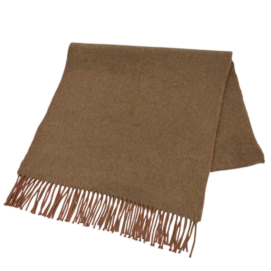 HERMES Recto Verso 100% Cashmere Stole/Scarf with Embroidered Logo, Brown/Brick Red, Made in: --- Catalog ---Category: SizeSize (LxW): 1.58m x 41.5cm / 62.2'' x 16.33''Category: DesignType: StoleColor: BrownGender: MenMaterial: Cashmere Category: GeneralBrand: HermesCountry of Origin: United