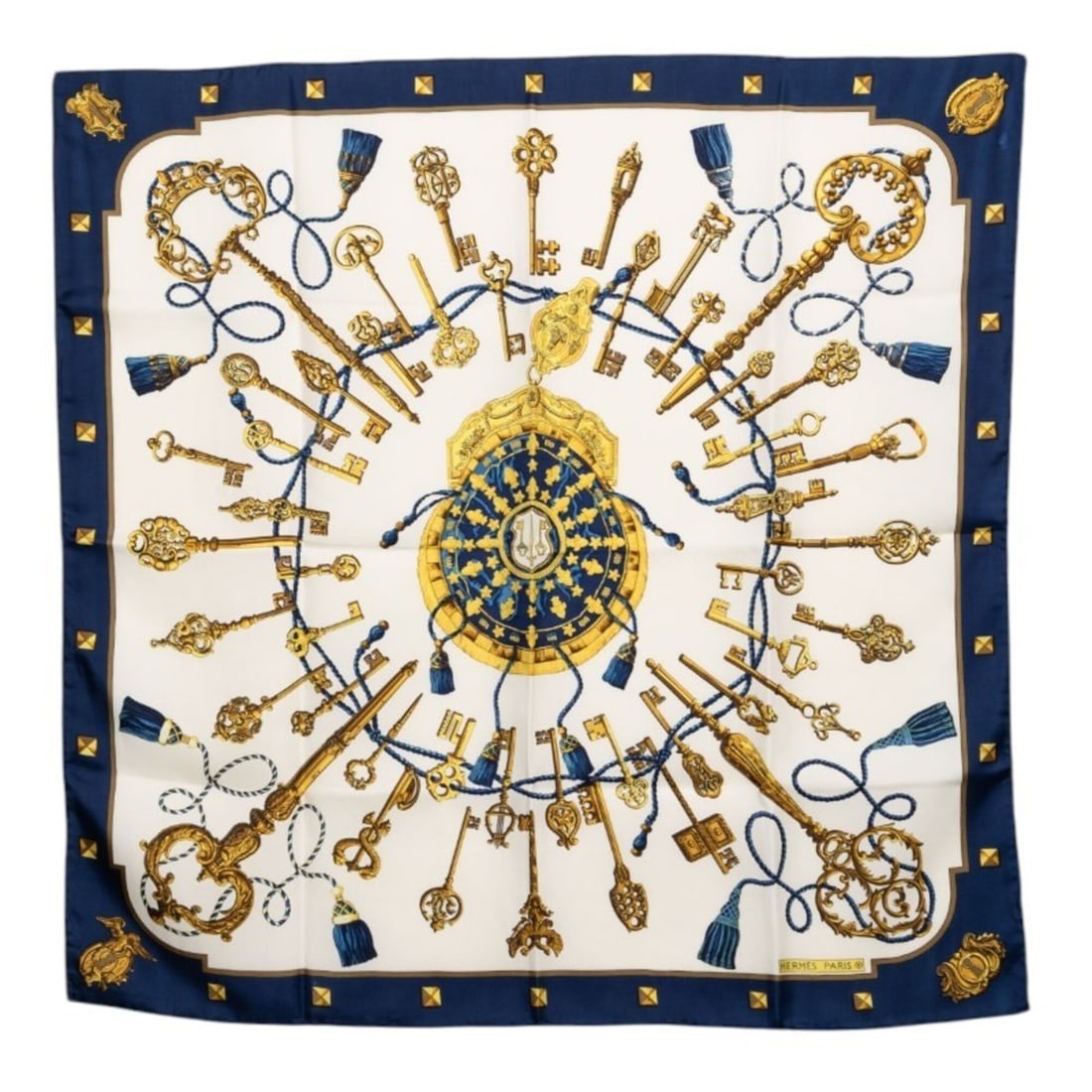 Hermes Carre 90 LES CLES Key Scarf/Muffler, White/Multicolor Silk, Women's: --- Catalog ---Category: SizeSize (LxW): 88.5cm x 88.5cm / 34.84'' x 34.84''Category: DesignType: ScarfColor: Multi-color, WhiteGender: WomenMaterial: Silk Category: GeneralBrand: Hermes--- Item List