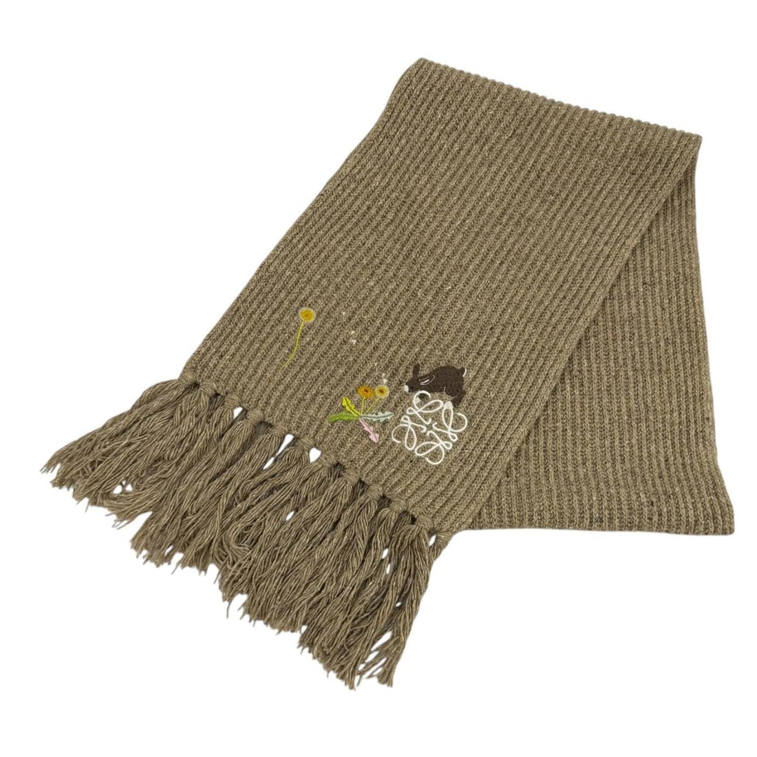 LOEWE FSA8SS1X05 Sna Fujita Wool Blend Anagram Rabbit Dandelion Fringe Stole/Scarf Brown Made in: --- Catalog ---Category: SizeSize (LxW): 1.74m x 29cm / 68.5'' x 11.41''Category: DesignType: StoleColor: BrownGender: WomenMaterial: Wool , Nylon , Rayon Category: GeneralMPN: FSA8SS1X05Brand: LoeweC