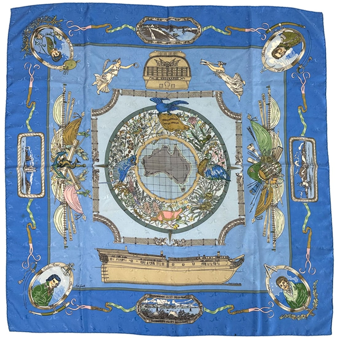 Hermes scarf/muffler, Carre 90 LE GEOGRAPHE (Geographer), women's, brand, silk, blue, multicolor,: --- Catalog ---Category: SizeSize (LxW): 90cm x 90cm / 35.43'' x 35.43''Category: DesignType: ScarfColor: Blue, Multi-colorGender: WomenMaterial: Silk Category: GeneralBrand: HermesCountry of Origin: 