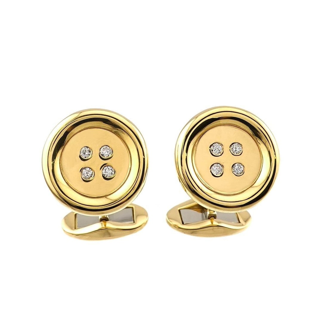 Tiffany & Co. Diamond Cufflinks, 18K Yellow Gold (750), Button Style.: --- Catalog ---Category: SizeSize (HxWxD): 18.00mm x 18.00mm / 0.71'' x 0.71''Category: DesignType: CufflinksColor: YellowGender: MenMaterial: Yellow gold (18K)Category: GeneralBrand: Tiffany--- Item 