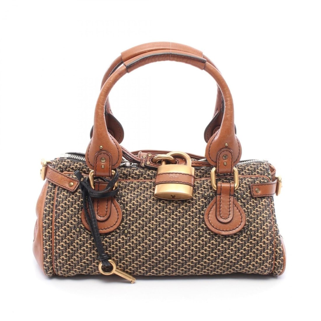 Chloé Chloe Paddington handbag, fabric and leather, women's, brown, black, beige.: --- Catalog ---Category: SizeSize (HxWxD): 20cm x 35cm x 19cm / 7.87'' x 13.77'' x 7.48''Category: DesignType: HandbagColor: Beige, Black, BrownGender: WomenMaterial: Fabric , Leather Category: Genera