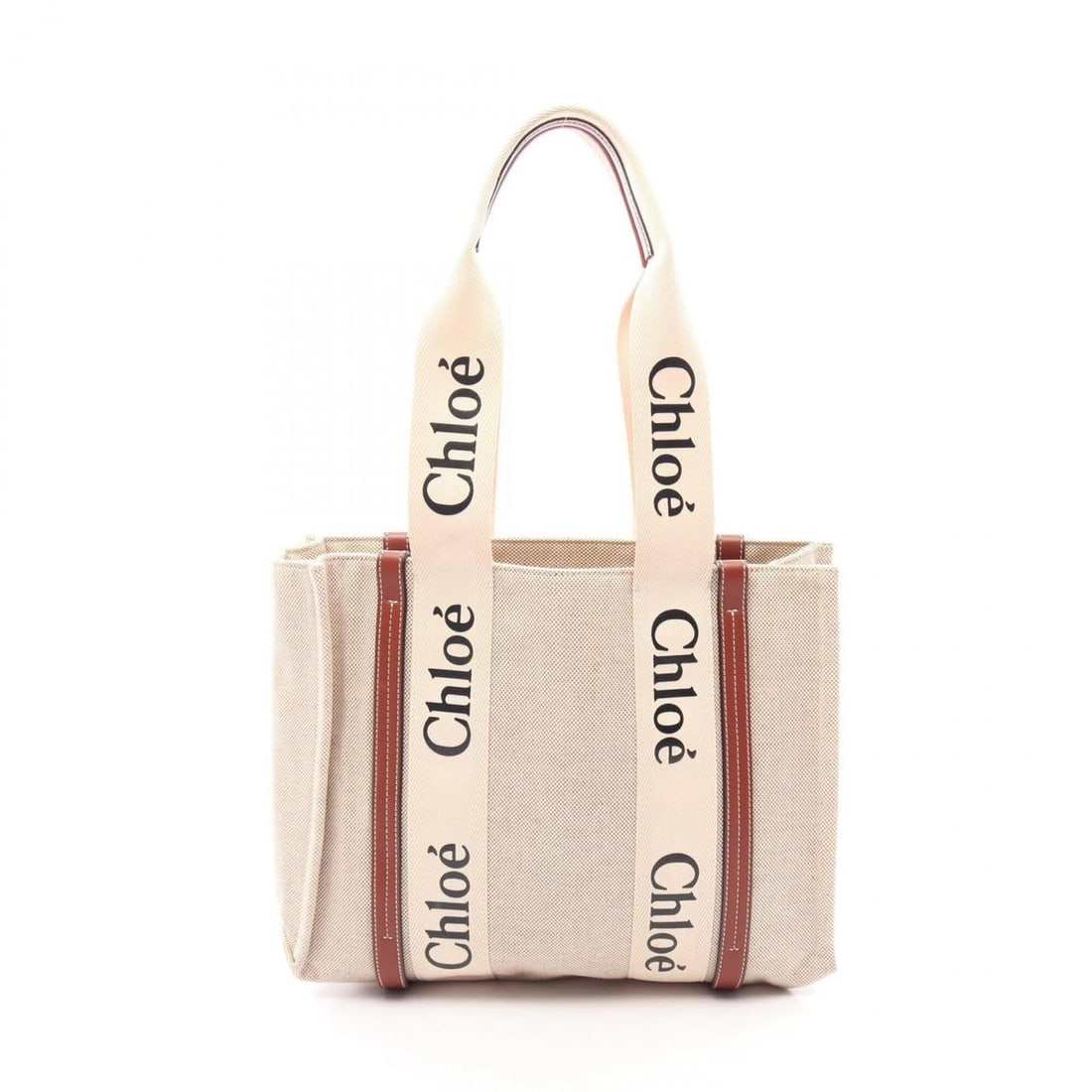 Chloé Chloe Woody Medium Tote Bag/Handbag, Canvas and Leather, Women's, Beige/Brown: --- Catalog ---Category: SizeSize (HxWxD): 27cm x 35.5cm x 11.5cm / 10.62'' x 13.97'' x 4.52''Category: DesignType: Handbag, Tote bagColor: Beige, BrownGender: WomenMaterial: Canvas , Leather Category