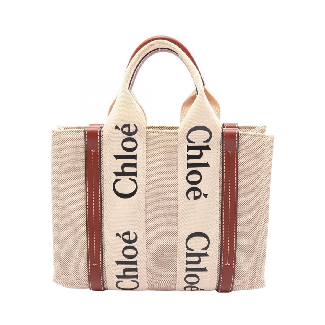 Chloé Chloe Woody Small Tote Bag Handbag, Canvas and Leather, Women's, Beige/Brown: --- Catalog ---Category: SizeSize (HxWxD): 20cm x 26cm x 8cm / 7.87'' x 10.23'' x 3.14''Category: DesignType: Handbag, Tote bagColor: Beige, BrownGender: WomenMaterial: Canvas , Leather Category: Gene