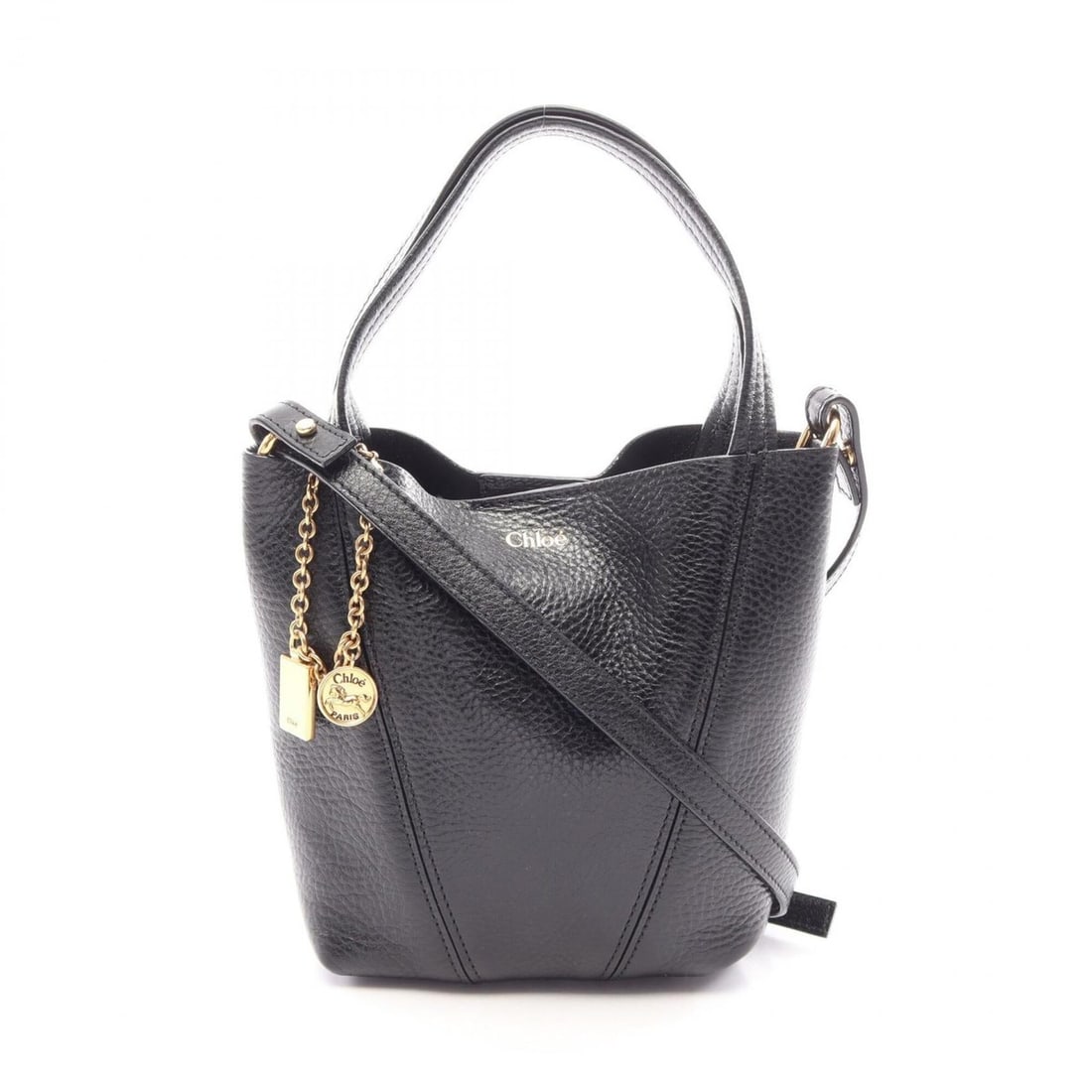 Chloé Chloe SPIN Small 2-Way Handbag, Leather, Women's, Black, CH25SS812N84001: --- Catalog ---Category: SizeSize (HxWxD): 19cm x 15cm x 7cm / 7.48'' x 5.9'' x 2.75''Category: DesignType: HandbagColor: BlackGender: WomenMaterial: Leather Category: GeneralMPN: CH25SS812N84001Brand