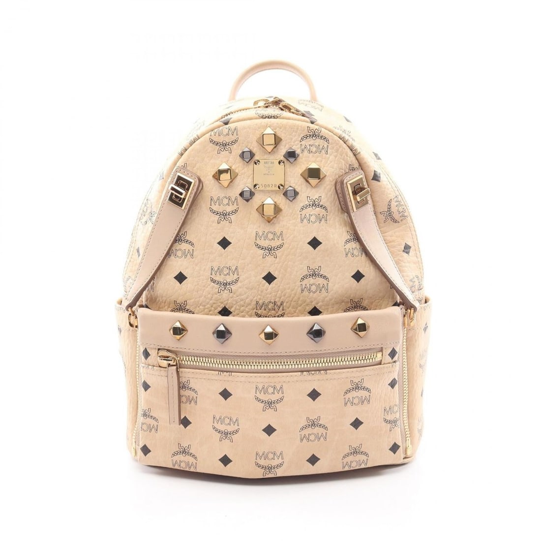 MCM STARK Visetos Studded Backpack/Handbag, Coated Canvas and Leather, Women's, Beige: --- Catalog ---Category: SizeSize (HxWxD): 32cm x 26cm x 12cm / 12.59'' x 10.23'' x 4.72''Category: DesignType: BackpackColor: BeigeGender: WomenMaterial: Coated canvas , Leather Category: GeneralBran