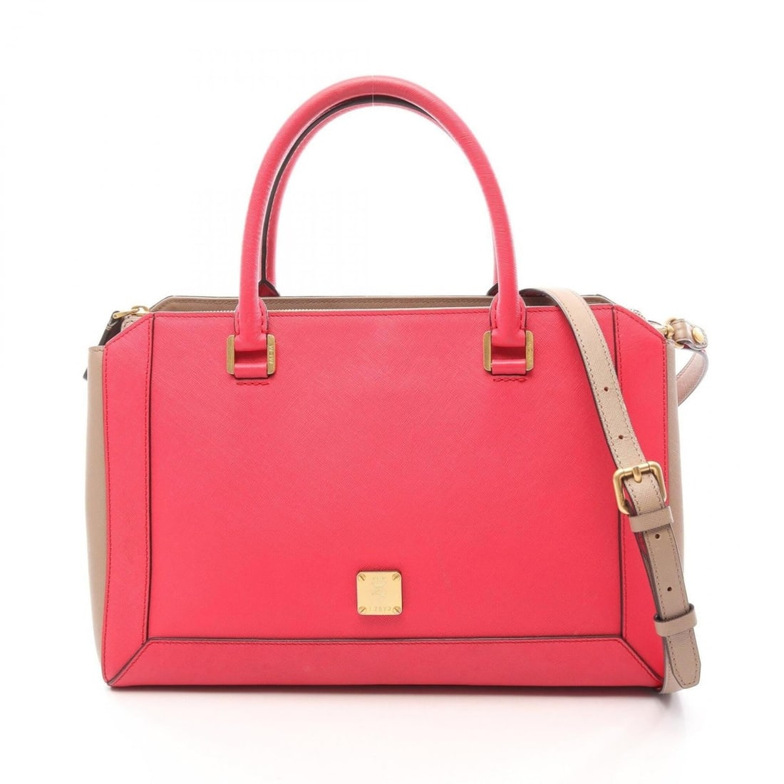 MCM 2-Way Handbag, Leather, Women's, Pink/Beige (1 of 17)