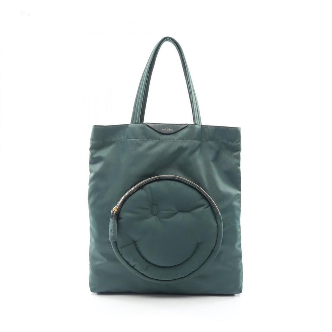 Anya Hindmarch Chubby Wink Smiley Tote Bag/Handbag, Nylon/Leather, Women's, Green