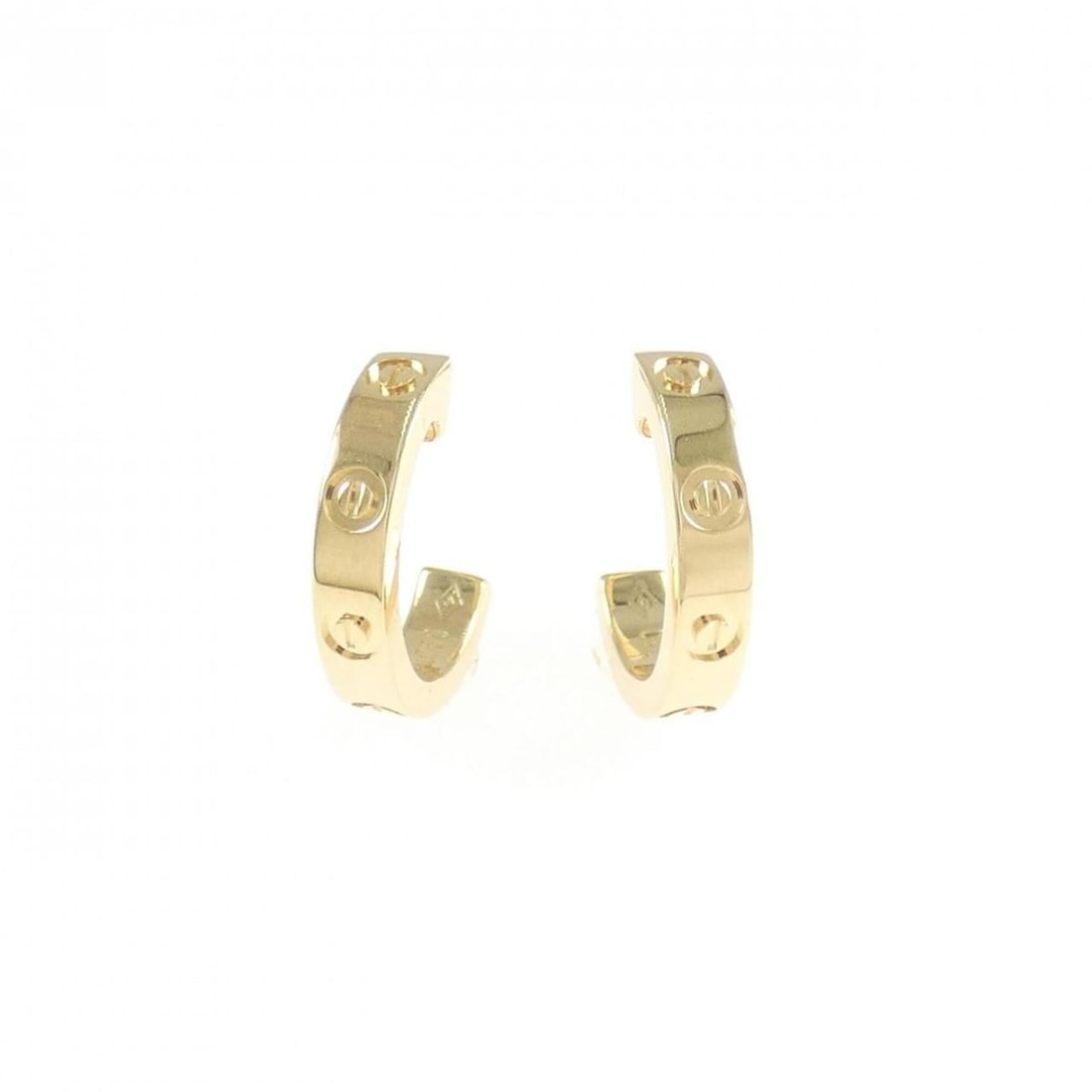 Cartier Mini Love Earrings: --- Catalog ---Category: SizeSize (HxWxD): 12.50mm x 2.50mm / 0.49'' x 0.10''Category: DesignType: Half hoop earringsColor: Yellow goldGender: WomenMaterial: Yellow gold (18K)Category: GeneralMPN: