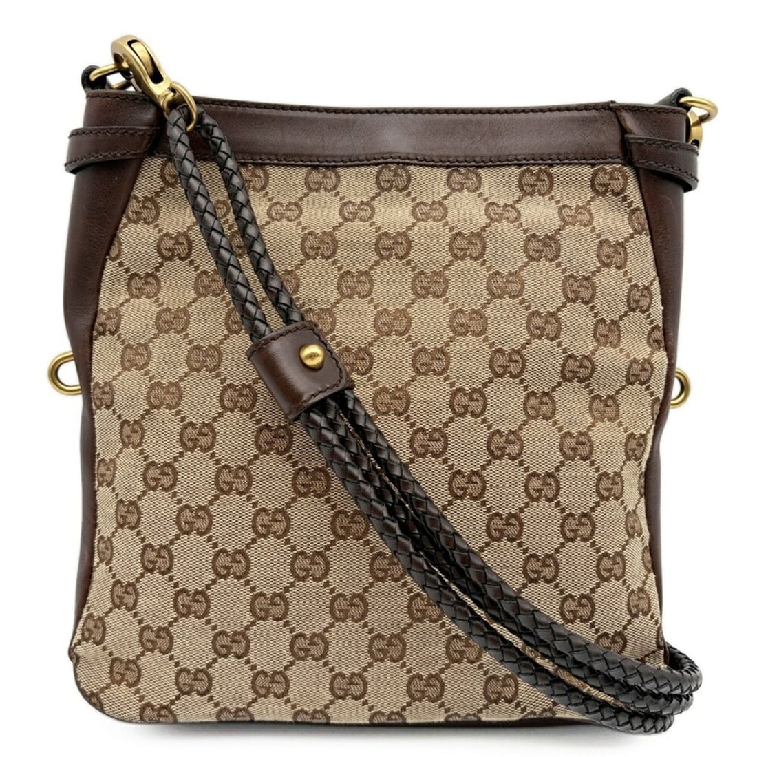 Gucci GUCCI Bag Shoulder GG Canvas 109106 Leather Beige Dark Brown (1 of 19)