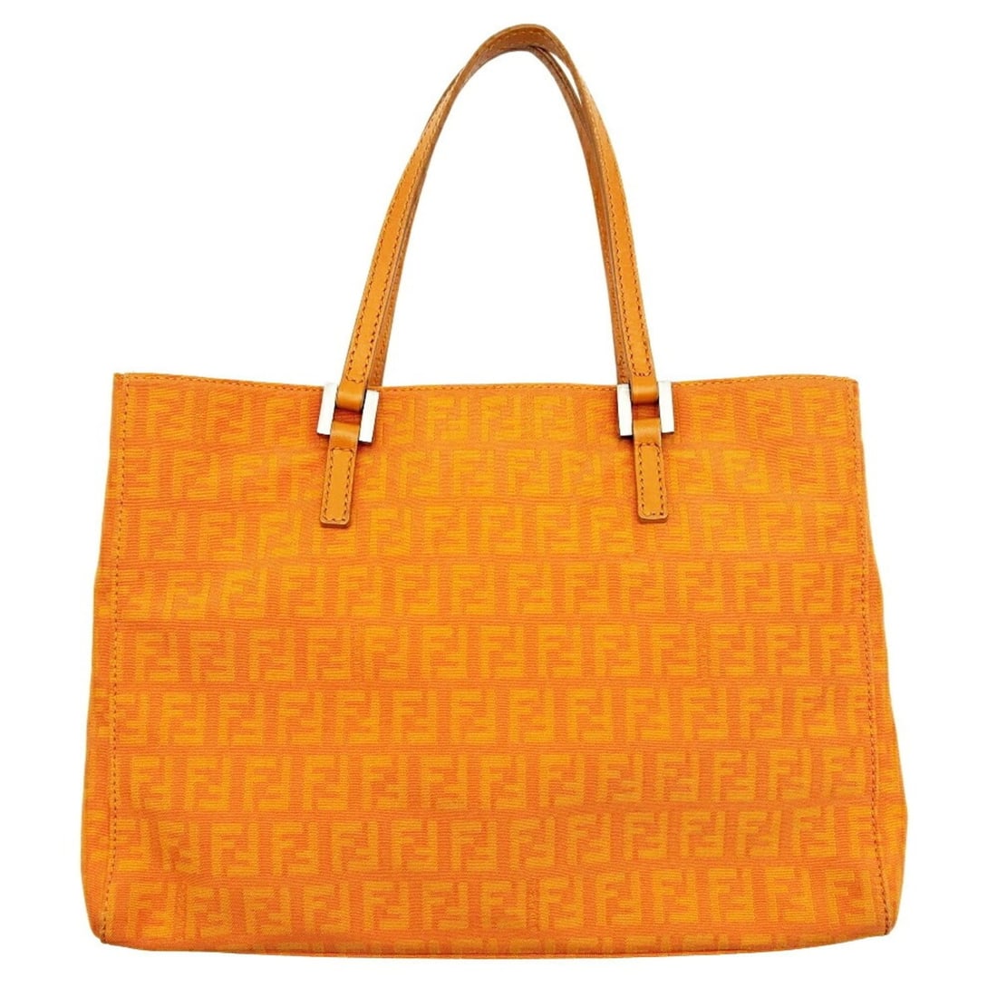 Fendi Zucchino Tote Bag, Canvas and Leather, Orange Mini Tote, 8BH072: --- Catalog ---Category: SizeHandle Drop: 14.00cm / 5.51''Size (HxWxD): 20cm x 27cm x 6cm / 7.87'' x 10.62'' x 2.36''Category: DesignType: Tote bagColor: OrangeGender: WomenClosure: OpenMaterial: Canv