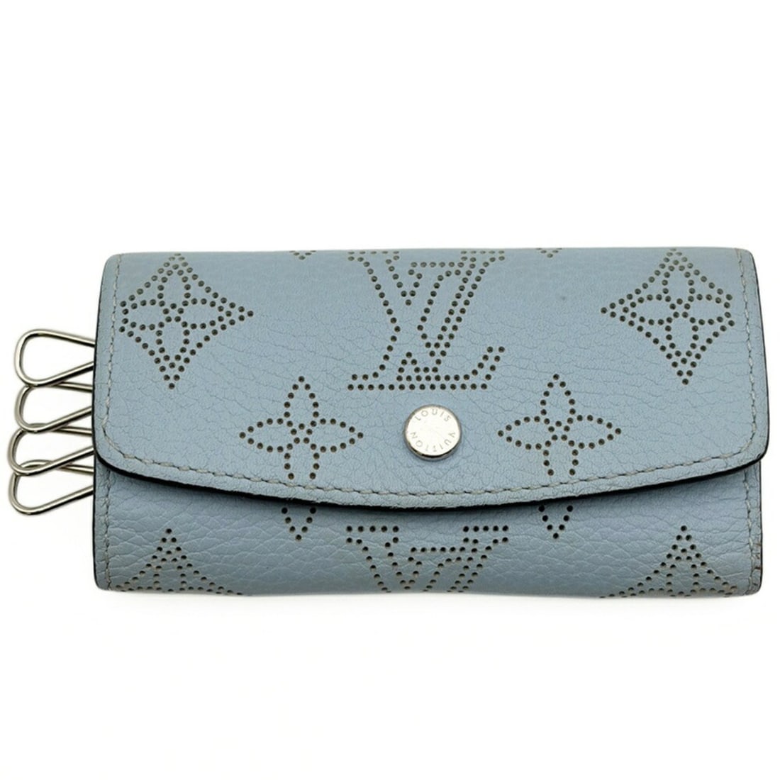 Louis Vuitton Mahina Multicles 4 Key Case M81236 Blue Bicolor: --- Catalog ---Category: DesignType: KeycaseColor: BlueGender: WomenMaterial: Mahina leather Number of Key Hooks: 4Category: GeneralLine: MahinaBrand: Louis VuittonCategory: Physical PropertiesSize (H