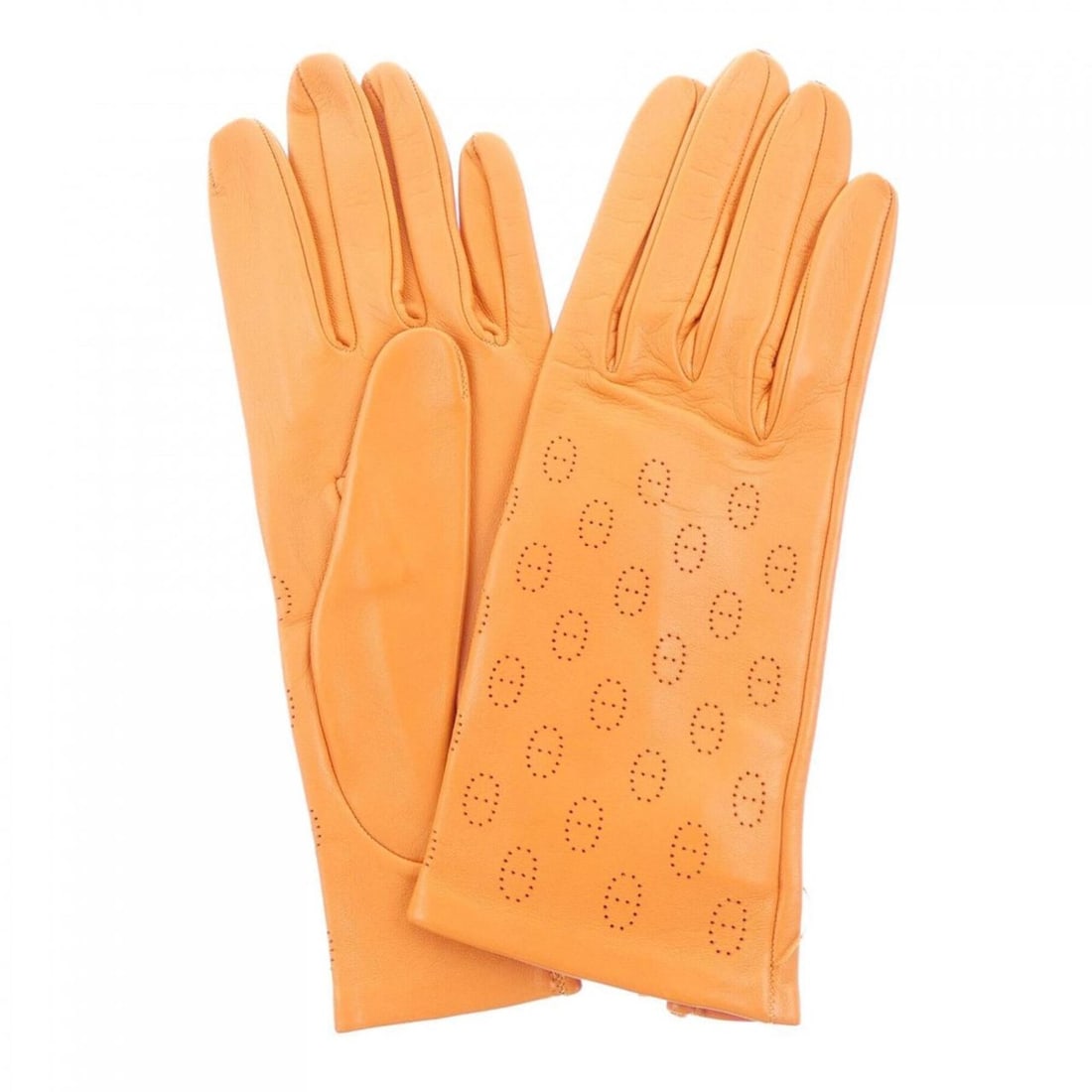 Hermes gloves: --- Catalog ---Category: SizeHand Width: 16cm / 6.29''Category: DesignType: Warm glovesColor: OrangeGender: WomenCategory: GeneralBrand: Hermes--- Item List ---Section: ConditionRanking: Rank A Used