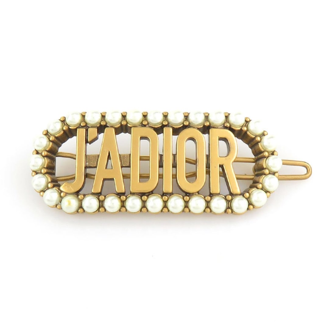 Christian Dior JADIOR Barrette Hairpin, Metal, Faux Pearl, Gold, Women's, r11405a: --- Catalog ---Category: SizeSize (LxW): 2cm x 4.7cm / 0.78'' x 1.85''Category: DesignType: Hair clipColor: GoldGender: WomenMaterial: Artificial pearl, MetalCategory: GeneralBrand: Christian Dior---