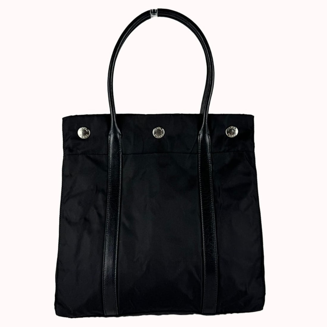 Prada handbag, nylon and leather, black, women's, z10945: --- Catalog ---Category: SizeSize (HxWxD): 28cm x 27cm x 11cm / 11.02'' x 10.62'' x 4.33''Category: DesignType: HandbagColor: BlackGender: WomenMaterial: Nylon , Leather Category: GeneralBrand: PradaC