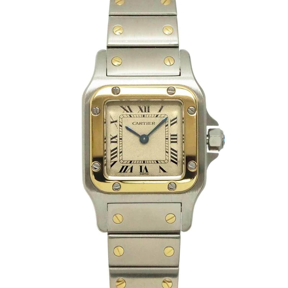 Cartier Santos Galbee SM W20012C4 Two-Tone Ladies' Watch, Ivory & 18K Yellow Gold, Quartz Watch (1 of 10)