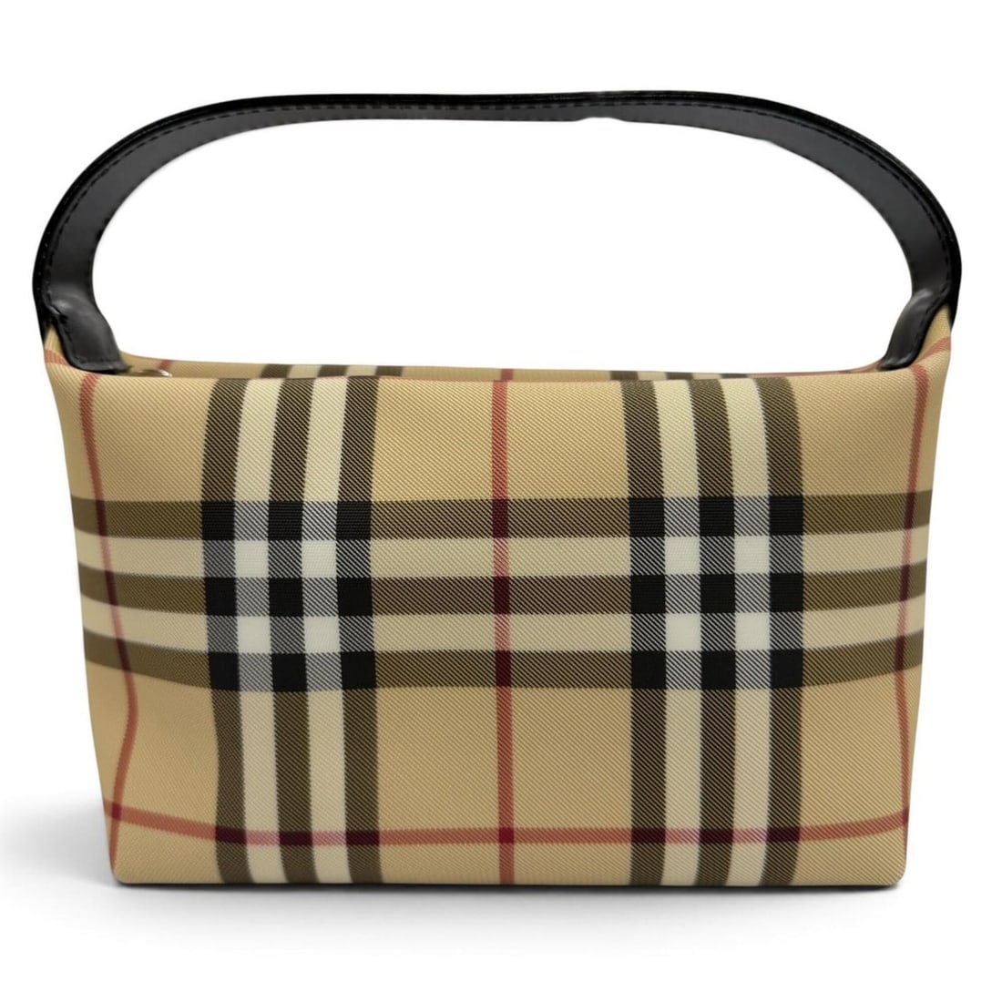 BURBERRY LONDON Nova Check pattern leather handbag, beige and black, made in Italy, women's, with: --- Catalog ---Category: SizeSize (HxWxD): 12cm x 22.5cm x 8cm / 4.72'' x 8.85'' x 3.14''Category: DesignType: HandbagColor: Beige, BlackGender: WomenMaterial: PVC , Leather Category: GeneralBrand: Bu