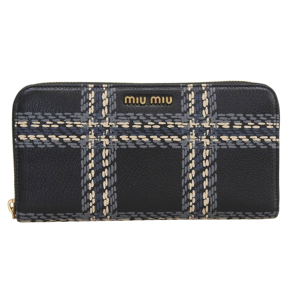 Miu Miu MIUMIU 5ML506 MADRAS ST.CHECK Leather Round Zip Long Wallet (Black, Gray, Pink Beige) -: --- Catalog ---Category: SizeSize (HxWxD): 10.8cm x 20cm / 4.25'' x 7.87''Category: DesignType: Long wallet (bi-fold)Color: Black, Gray, Pink beigeGender: WomenMaterial: Leather Category: GeneralMPN: 