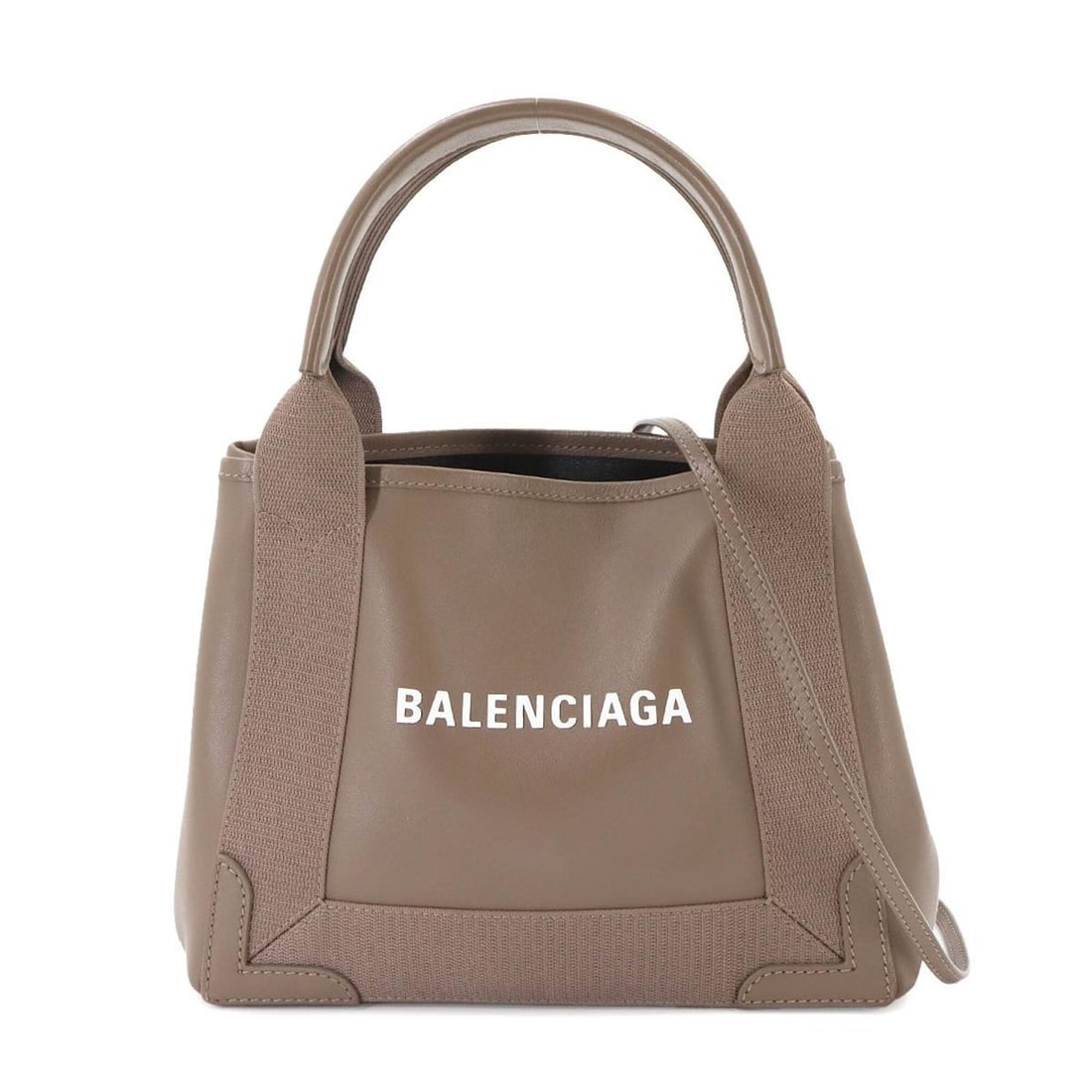 Balenciaga Navy Cabas XS 2-way Tote Shoulder Handbag Leather Canvas Brown 390346 Silver Hardware: --- Catalog ---Category: SizeSize (HxWxD): 19.5cm x 24cm x 7cm / 7.67'' x 9.44'' x 2.75''Category: DesignType: Handbag, Pouch, Tote bagColor: BrownGender: WomenMaterial: Leather , Canvas Hardware Colo