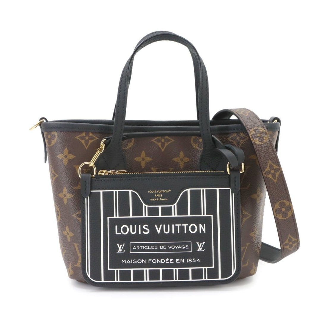 Louis Vuitton Neverfull Inside Out BB Monogram 2-way Hand/Shoulder Handbag Noir M28347 RFID: --- Catalog ---Category: SizeSize (HxWxD): 17cm x 20cm x 10.5cm / 6.69'' x 7.87'' x 4.13''Category: DesignType: Handbag, PouchColor: Monogram, NoirGender: WomenMaterial: Monogram , Canvas , Leather Ha