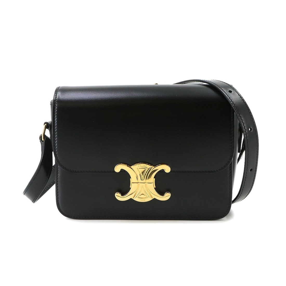 Celine Teen Triomphe Handbag Shoulder Bag Leather Black 188423BF4 Gold Hardware (1 of 10)