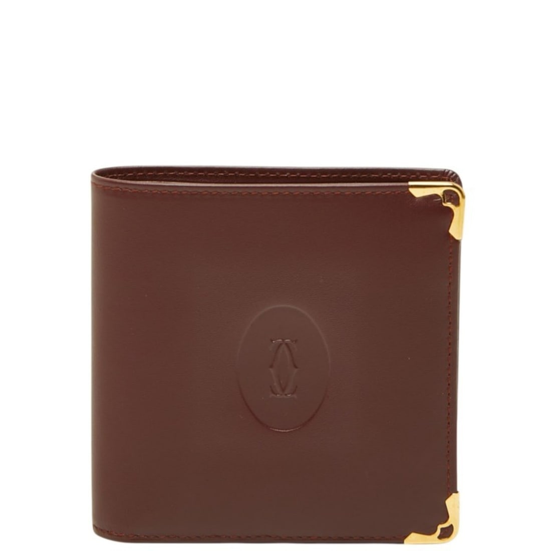 Cartier Must Line Bi-fold Wallet, Bordeaux/Wine Red Leather, Women's.: --- Catalog ---Category: SizeSize (HxWxD): 10cm x 10cm x 1cm / 3.93'' x 3.93'' x 0.39''Category: DesignType: Wallet (bi-fold)Color: Bordeaux, Wine redGender: WomenMaterial: Leather Category: GeneralBr