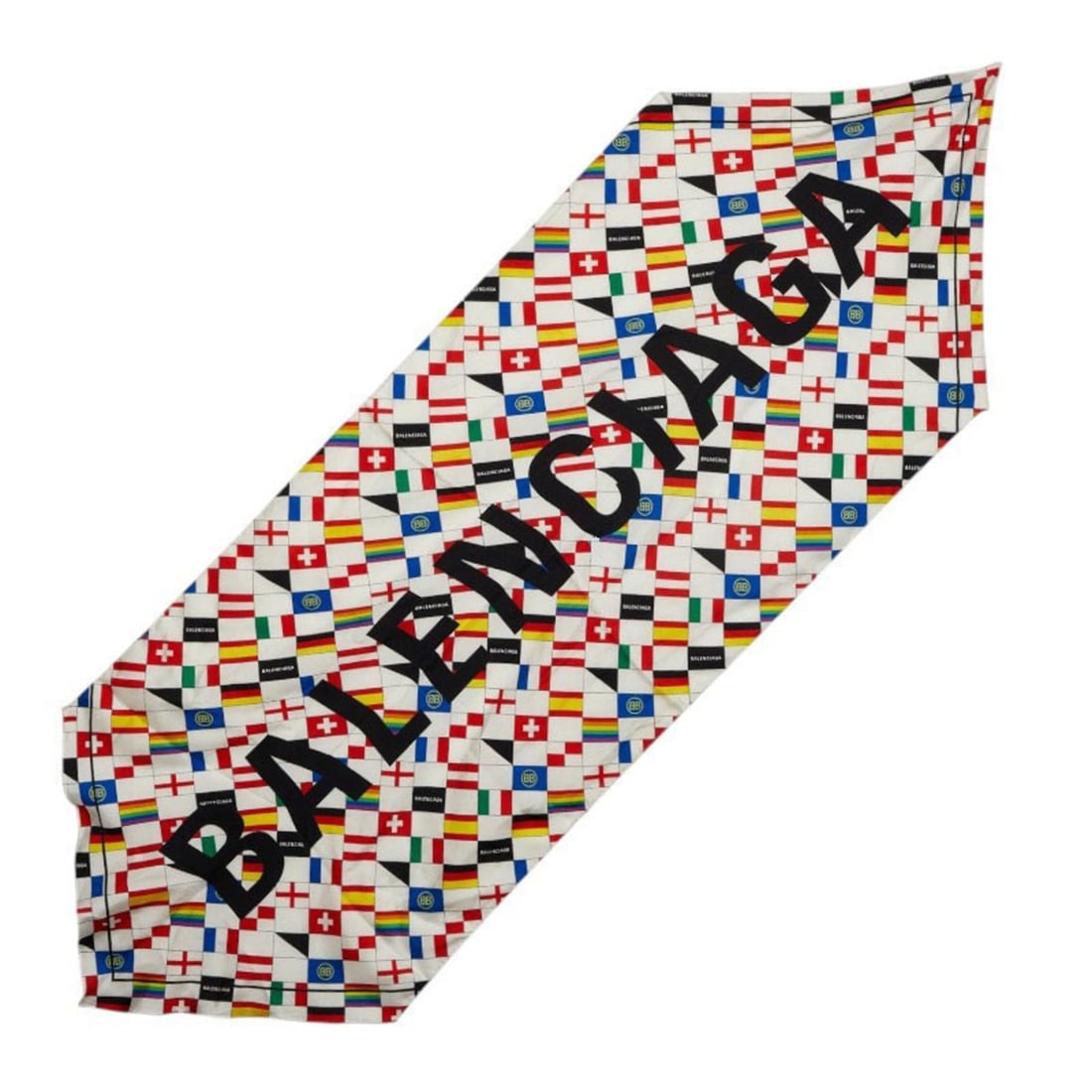 Balenciaga flag print scarf/muffler, large size, multicolor, silk, women's.: --- Catalog ---Category: SizeSize (LxW): 70cm x 2m / 27.55'' x 78.74''Category: DesignType: ScarfColor: Multi-colorGender: WomenMaterial: Silk Category: GeneralBrand: Balenciaga--- Item List ---Sectio