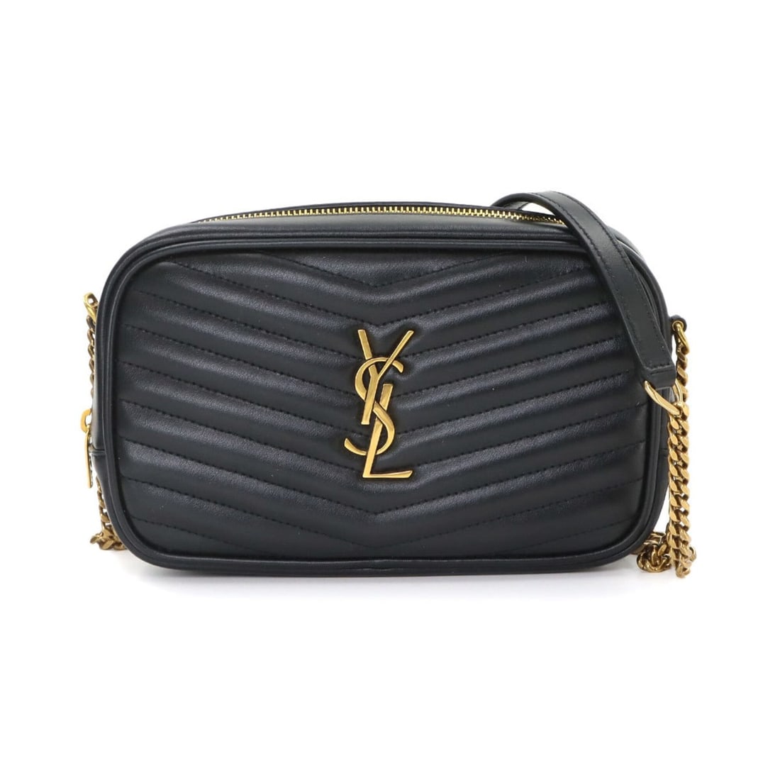 Saint Laurent Lou Chain Shoulder Handbag, Leather, Black, 748849, Gold Hardware: --- Catalog ---Category: SizeSize (HxWxD): 12cm x 18cm x 5cm / 4.72'' x 7.08'' x 1.96''Category: DesignType: Handbag, Shoulder bagColor: BlackGender: WomenMaterial: Leather Hardware Color: GoldCategor