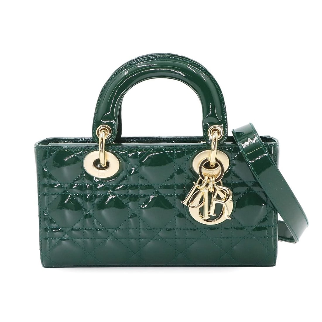 Christian Dior Lady D-Joy Small 2-way Hand/Shoulder Handbag, Patent Leather, Green, M0613OWCB, Gold: --- Catalog ---Category: SizeSize (HxWxD): 12cm x 22.5cm x 6cm / 4.72'' x 8.85'' x 2.36''Category: DesignType: HandbagColor: GreenGender: WomenMaterial: Patent leather Hardware Color: GoldCategory: Ge