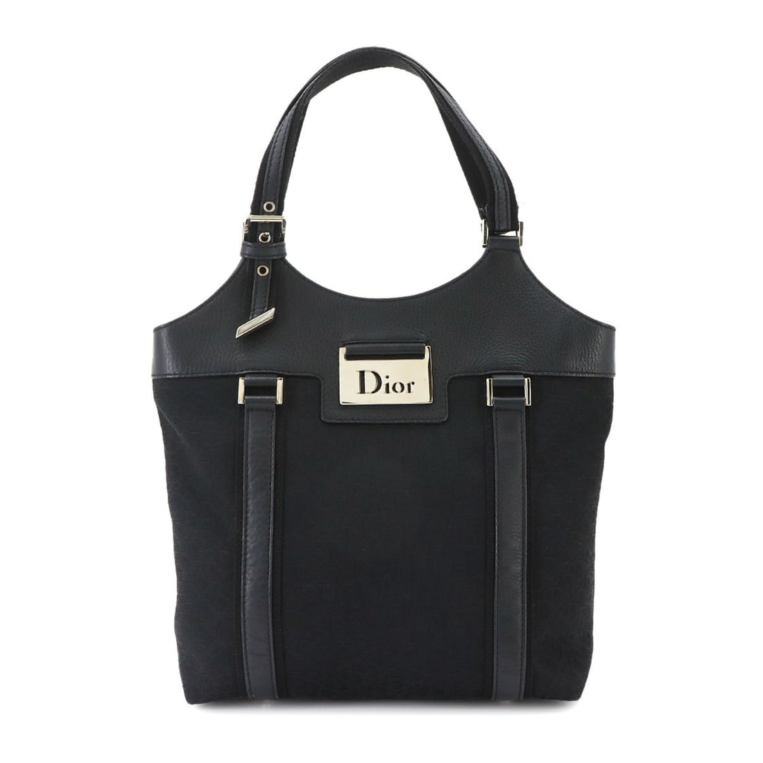 Christian Dior Trotter Street Chic Tote Handbag, Canvas and Leather, Black: --- Catalog ---Category: SizeSize (HxWxD): 24cm x 25cm x 10.5cm / 9.44'' x 9.84'' x 4.13''Category: DesignType: Handbag, Tote bagColor: BlackGender: WomenMaterial: Canvas , Leather Hardware Color: Sil