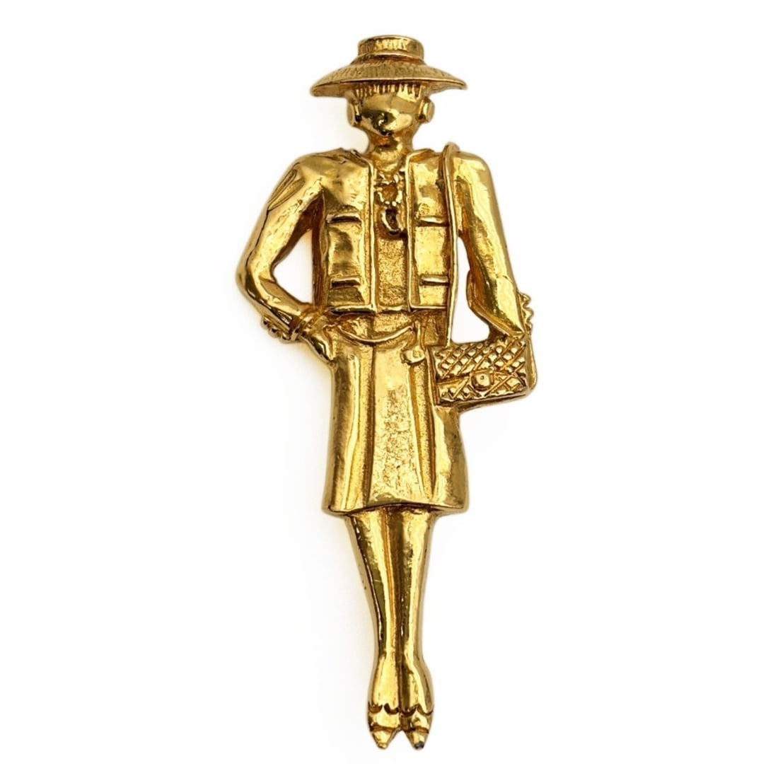 Chanel Mademoiselle Brooch GP Gold Coco: --- Catalog ---Category: SizeSize (HxWxD): 6cm x 2.5cm x 1cm / 2.36'' x 0.98'' x 0.39''Category: DesignType: BroochColor: GoldFinish: Gold platedGender: WomenCategory: GeneralLine: MademoiselleBrand: 