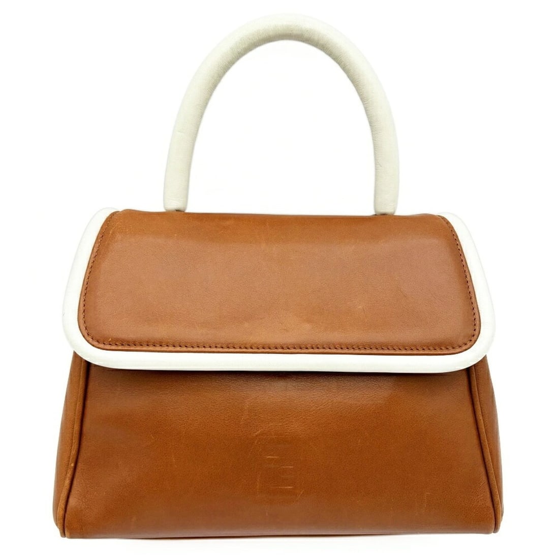 Fendi bag, leather, brown and white bicolor, FF (1 of 20)