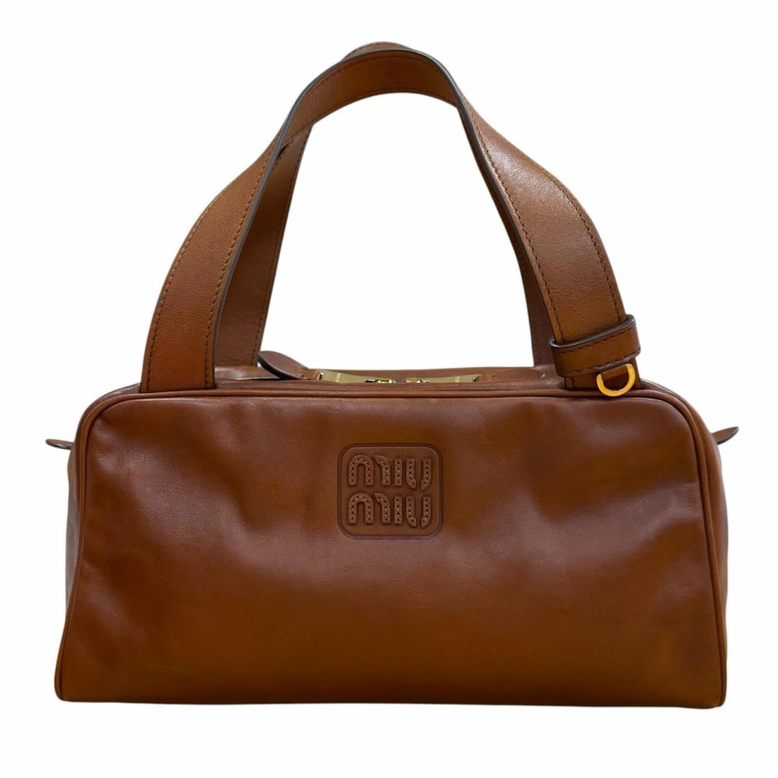 Miu Miu MIUMIU Antique Leather Logo Top Handle Bag, Brown, with Dust Made in Italy, Men's: --- Catalog ---Category: SizeSize (HxWxD): 14cm x 27cm x 12.5cm / 5.51'' x 10.62'' x 4.92''Category: DesignType: HandbagColor: BrownGender: MenMaterial: Leather Category: GeneralBrand: Miu MiuCountry 